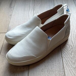 White Leather Slip-On Womens Shoes